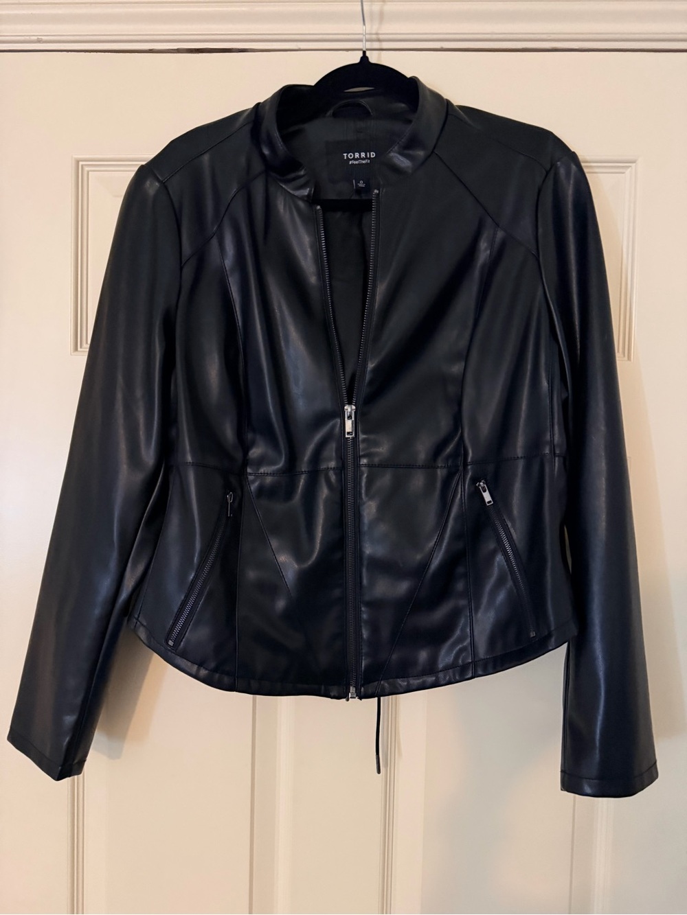 Torrid Black Faux Leather Zip Jacket corset back